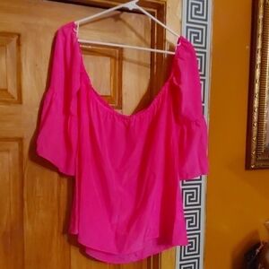 LILLY PULITZER SILK SANILLA HOT PINK BLOUSE SIZE L